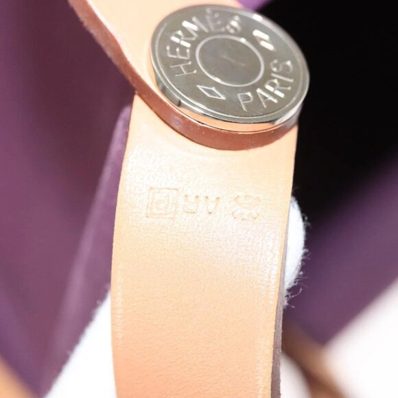 HERMES Cabak GM Tote Bag Canvas Purple Silver Auth bs26280 - Picture 3 of 15